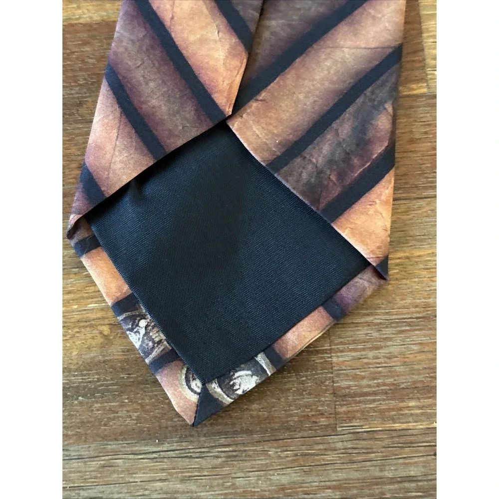 Vintage Ralph Marlin‎ 1997 Cigar Money Band Brown and Yellow Tie